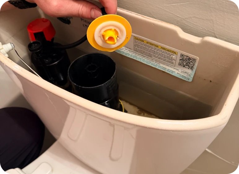 Hand fixing toilet tank mechanism.